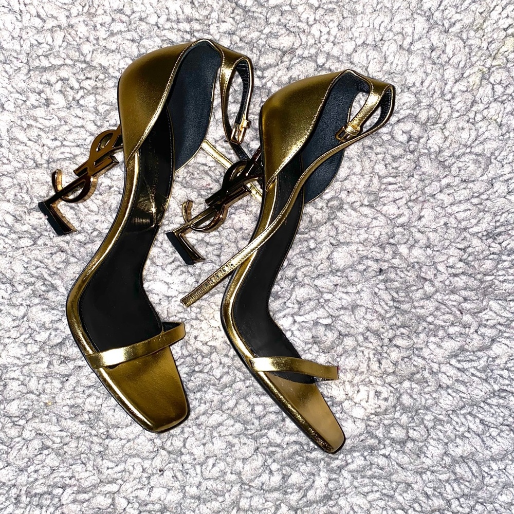 Saint Laurent ( YSL ) OPYUM  SANDALS gold heels
